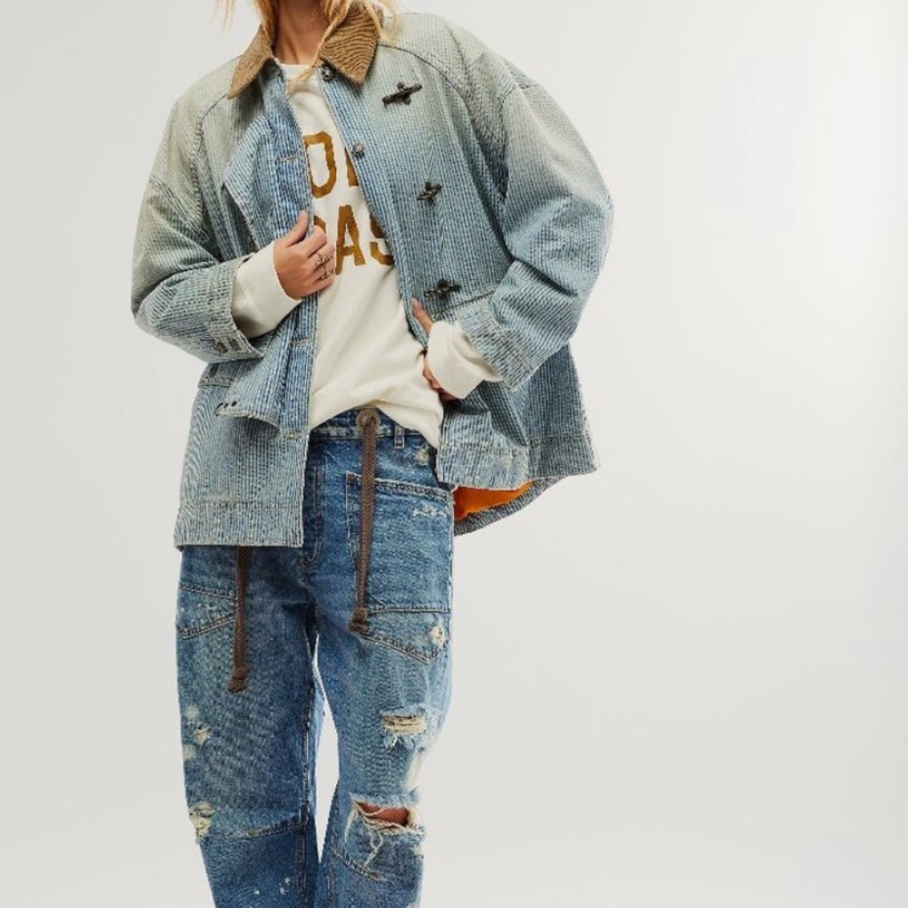 Free People Moxi Pull On Barrel Jeans- Calypso